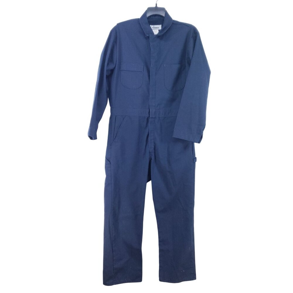 Roebucks Mens Size 46R Navy Blue Work Coveralls Cotton Blend